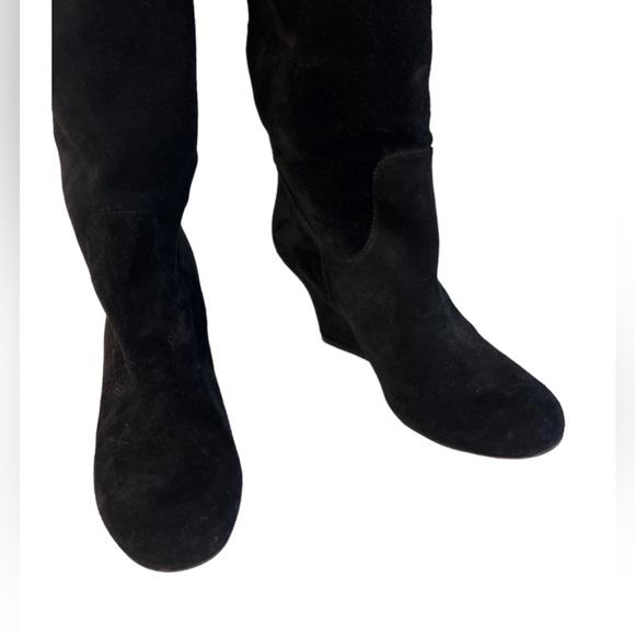 Lanvin Suede Knee Length Wedge Boots - Picture 5 of 7